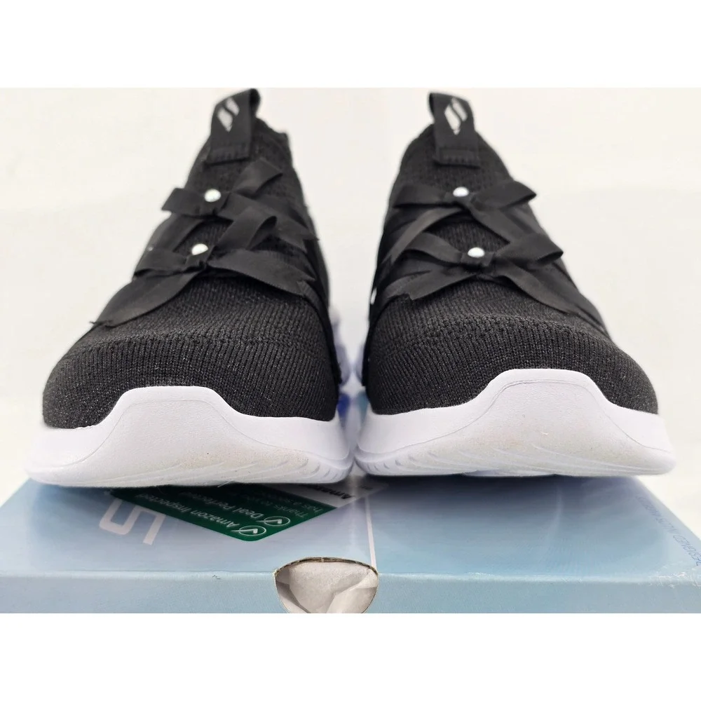 Skechers Ultra Flex 3.0 Sweet Ties Kids 4.5 Black Slip On Sneakers -New